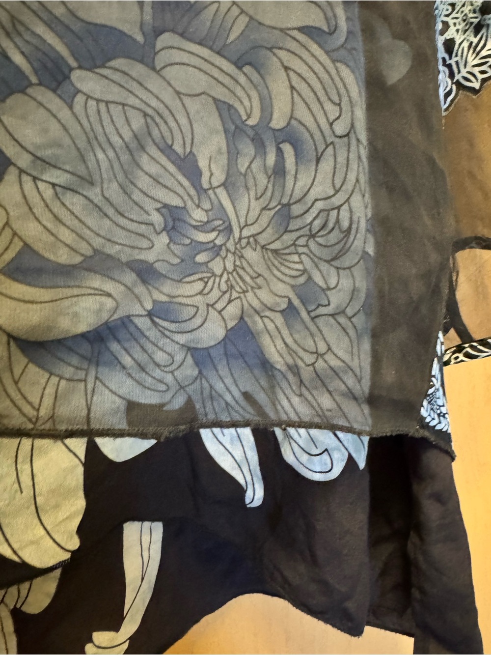 Citron Los Angeles 100% Silk Women's Floral Asian Lace-Print Sheer Blouse 2X - Picture 5 of 10